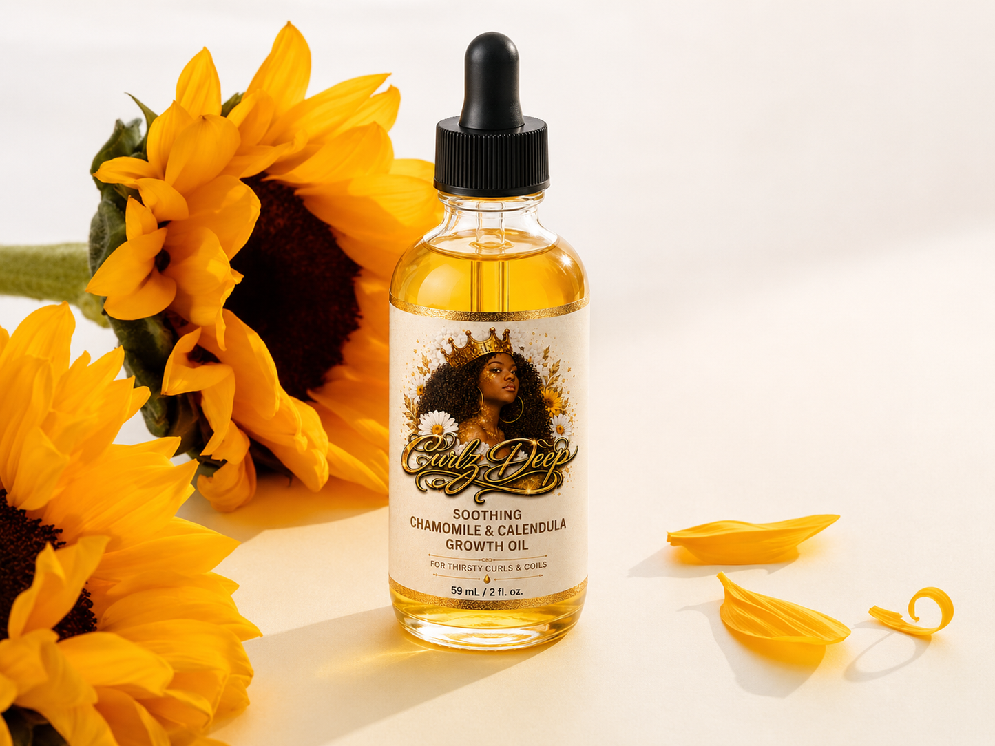 Curlz Deep Soothing Chamomile and Calendula Blend - lightweight scalp care oil