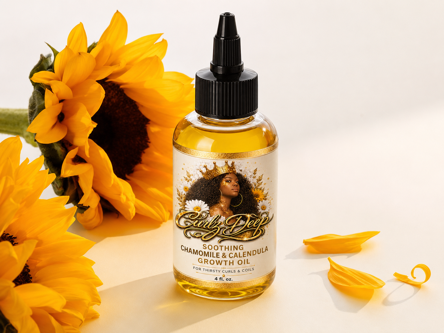 Curlz Deep Soothing Chamomile and Calendula Blend - lightweight scalp care oil