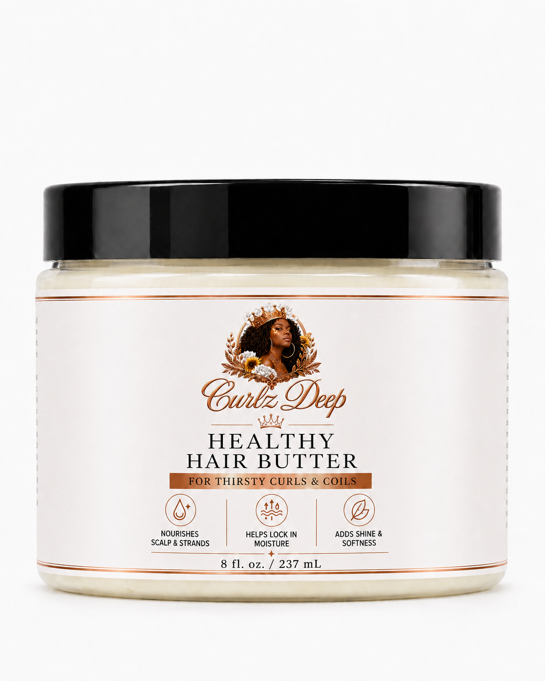 Curlz Deep Healthy Hair Butter product jar on a clean white background